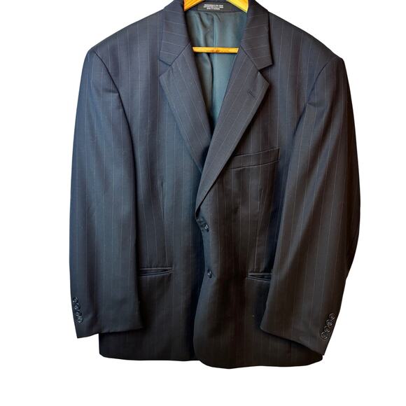 Evan Picone Pinstripe Worsted Wool 2 Piece Suit Blazer Coat Cuffed Pants 44S/W36 - Picture 2 of 16